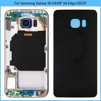 Samsung Galaxy S6 G920F S6 Serv G925F Metallist Korpus Juhul Kaadri Keskel Šassii Bezel Aku tagakaas Liim Asendamine