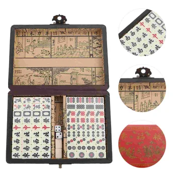 1 Komplekt Kaasaskantav Mahjong Set Hiina Mahjong Mäng Playthings Kit Kodu Travel