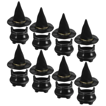 10 Komplekti Halloween Witch Müts Mini Veekeetja Maja Decor Mütsid Joogid Kääbus Cauldron DIY Tarvikud Väike Mänguasi