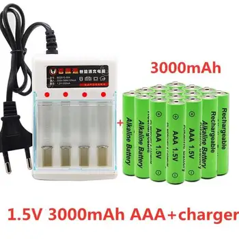 100% Uus Brand 3000mah 1,5 V AAA Alkaline Patarei AAA laetavat akut puldiga Mänguasi Batery Suitsu alarm koos laadija