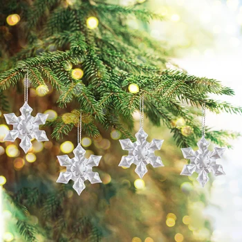 10tk Puu Ornament Akrüül Crystal Lumehelves Vanik Teenetemärkide Pidulik Asjade Poole Stseeni Paigutus Mall Ukse vaateakende