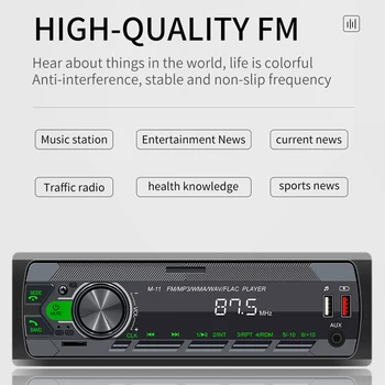 12V Auto MP3 Player FM/USB/AUX Stereo Raadio-Vabad Kõne Digitaalne Raadio, Bluetooth, Sisseehitatud Mikrofon RGB Valgus