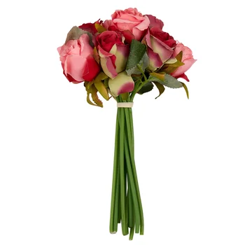 12tk/palju Kunstlik Roos Lilled Pulm kimp Tai Kuninglik Roosa Siidist lilled Kodu Kaunistamiseks Pulmad Pool Decor（roos Punane）