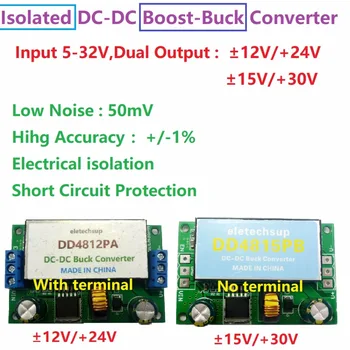15W Isoleeritud Dual Toide 5-32, et +-12V 15V 24V 30V DC Boost-Buck Converter Juhatuse Auto Audio Subwoofer Kõlar