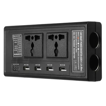 200W 12V To 220V DC/AC Car Power Inverter koos 4 USB 2 Universal Socket Sõltumatu Lüliti Pinge Digitaalne Ekraan