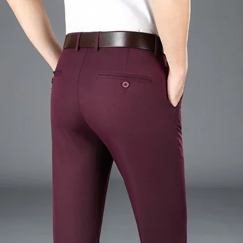 2023 Meeste Kevad-Suve Mood Äri Casual Pikad Püksid Sobivad Püksid Mees Elastne Otse Ametliku Püksid Pluss Suur Suurus