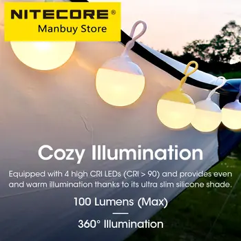 2023 Nitecore Mull Telkimine Laterna Loe Tabel Öö Valguses 100 Lms Portable LED DIY Eemaldatav Lambi Varju Avarii Telk Lambid