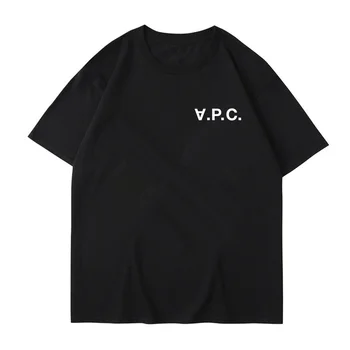 2023 Suvel meeste ja naiste uus tops, tide toote brändi APC trükitud T -särk, puuvillane basic mugav lühikeste varrukatega