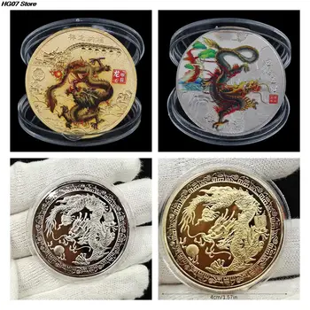 2024 Uus Aasta-Draakon Mälestusmündid Hiina Zodiac Metallist Värvitud Kollektsiooni Zodiac Dragon Mälestusmündid 1TK