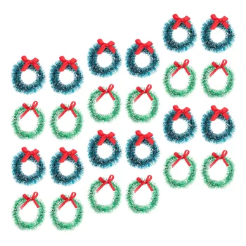 24 Tk Decor Mini Maja Vanikud Christmas Ornament Pärg Mänguasi Sisal Silk Simuleeritud Mööbel Rippuvad