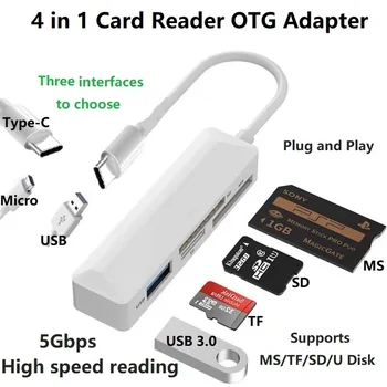4 in 1 USB 3.0 MS-Kaardi Lugeja OTG Adapter iPhone 5Gbps SD-Kaardi Lugeja Ühilduvas IOS/Android/Akna MS/SD/TF/UDisk/Hiire
