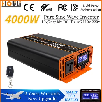 4000W Pure Sine Wave Inverter 12V/24V/48V/60V DC AC 220V 110V Pinge Muundur Kantavate Päikese Inverterid Auto Tansformer