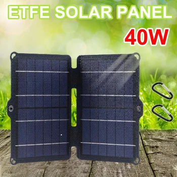 40W 5V ETFE päikesepaneel Kokkupandav päikesepaneel Dual USB-Pordid Veekindel Päikese Laadija Portable Power Bank mobiiltelefoni Laadija