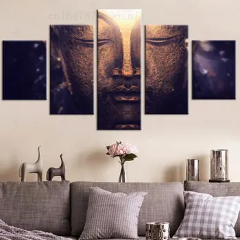 5 Paneeli Buddha Prindi Seina Pilt Pea Meditatsiooni Plakati Kuju Lõuend Budismi Maalid Home Decor elutuba HD Prindi