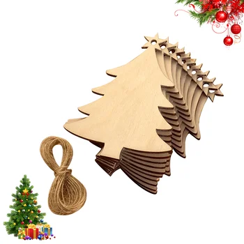 50 Tükki Puidust Jõulupuu Sisselõigete Jõulupuu Rippuvad Kaunistused Viimistlemata Puit Sisselõigete Köied DIY Crafts