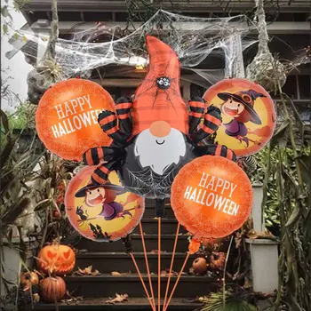 5tk Halloween Pumpkin Pvt-Foolium Õhupallid Set Skelett Täispuhutav Spider Õhu Ballon Kids Mänguasi Halloween Õhupalli Decor 2023