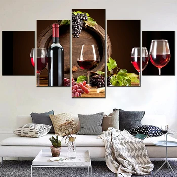 5tk Punane Vein, Viinamarjad Barrel Plakati Print Modular Wall Art Lõuend Maali Kodu Kaunistamiseks Tarvikud Esteetiline Tuba Decor Raam