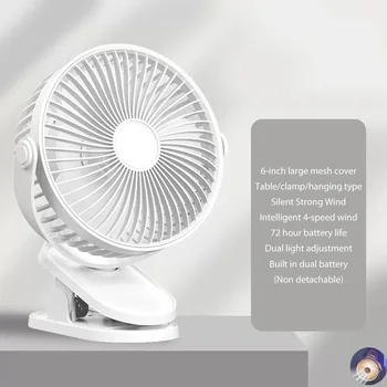 6 Tolline Kaasaskantav Desktop Fan 360 Kraadi 4800mAH Akuga Fänn Mute Kerge 4-Kiirust Clip Reisi Väljas Siseruumides
