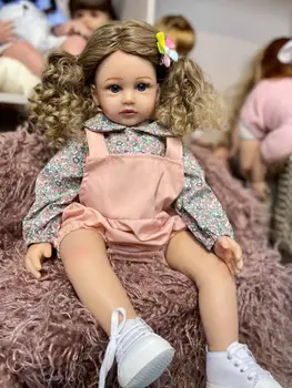 60cm Silikoon Uuestisündinud Baby Doll lokkis juuksed Printsess Väikelapse Lapsi Nukud Elus Sünnipäeva Kingitus