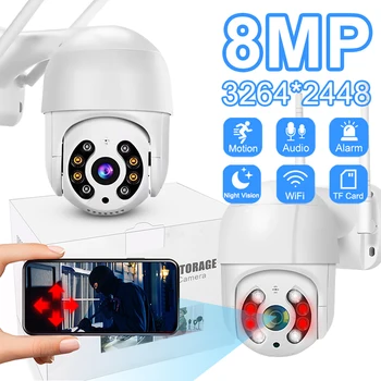 8MP 4K WiFi valvekaamerad Väljas Security Kaitse PTZ IP Kaamera Öise Nägemise AI Inimeste Avastamine Wireless CCTV Kaamera