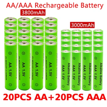 AA + AAA laetavat AA 1,5 V 3800mAh/1,5 V AAA 3000mAh Alkaline patarei taskulamp mänguasjad vaata MP3-mängija asendada Ni-Mh aku