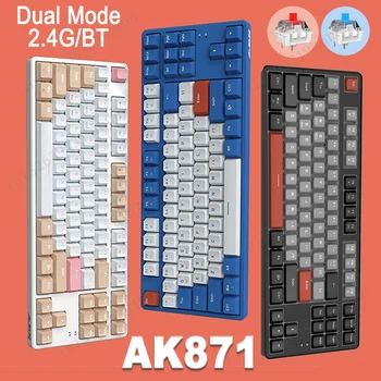 AK871 Mängude Mehaaniline Klaviatuur kiirvahetus 87Keys Bluetooth 2.4 GHz Juhtmevaba Klaviatuur Ergonoomiline Klaviatuur Office Pc Gamer