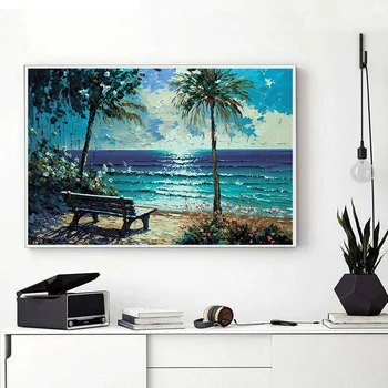 Abstraktne Mereäärne Rand, õlimaal, Lõuend Trükib Meri, Päikeseloojang Plakat Kaasaegne Seascape Seina Art Pilt elutuba Decor Seinamaaling