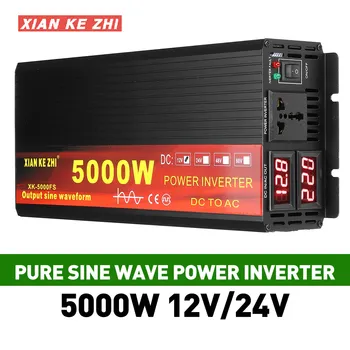 Auto Inverter 12V/24V 220V 4000/5000W Pinge trafo Pure Sine Wave Power Inverter DC12V AC 220V Muundur+2 LED-Ekraan