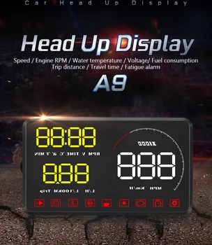 Auto Jälgida OBD2 Süsteem Kiirus Hoiatamise Süsteemid, Multi-funktsioon, Digitaal-Head Up Display A9 5.5 tolline HD-ekraan