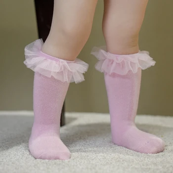 Beebi Printsess Tüdrukute Sokid Elastne Silma Ruffles Põlve Kõrge Sokid Pikad Sokid Väikelapse Imikute Rõivamanused