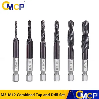 CMCP M3-M12 Kombineeritud Puudutage ja Puurida Sätestatud Masina Pistik Puuduta Lõng Tap Drill Hex Varre Meetriline Puudutage Ja Puurida Käsi-Tööriistade Komplekt