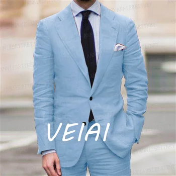 Casual Voodipesu Meeste Ülikonnad, mis on mõeldud Suvel Rannas Pulm, 2 tk, itaalia Pintsak Komplekt Jakk, Püksid Eritellimusel Peigmees Tuxedos Meeste ülikond