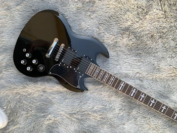 Custom Läikiv must SG Electric Guitar chrome Riistvara, Väike Pin Toon Pro bridge, Rosewood Fingerboard mahagon puit keha ja n