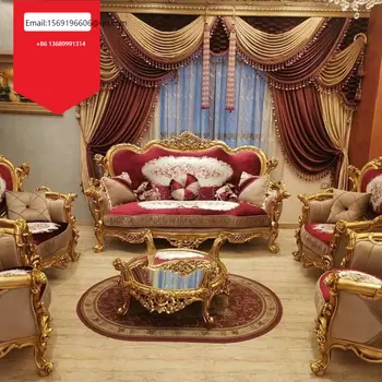 Custom-made prantsuse täispuidust diivan retro nikerdatud riie Euroopa luksus suurtele villa elutuba