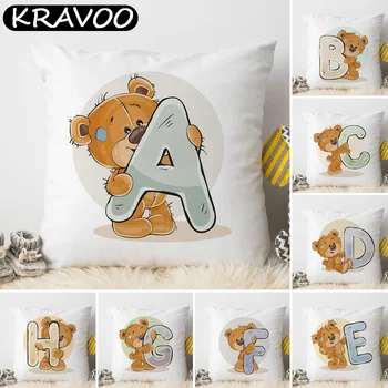 Cute Cartoon Loomade Padi Laste jaoks Ruumi, Vee Värvi A-P inglise Kiri Prindi padjapüür Pehme Padjapüür 45x45cm