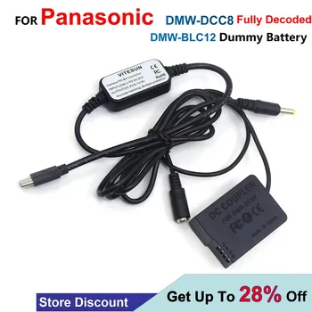 DMW-DCC8 DMW-BLC12 Täielikult Dekodeeritud Dummy Aku+USB Type-C-Power Cable Adapter Panasonic FZ2500 FZ200 FZ300 G6 G7 G80 G85 GX8