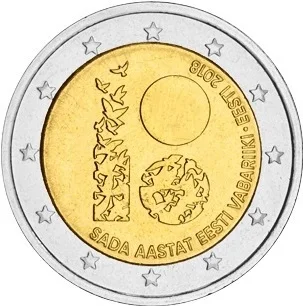 Eesti 2018 Tee Suunas Sõltumatus 2 Euro Universaalne kahest metallist ühendusdetailide Süsteemi Mündi Uus-UNC-100% Originaal