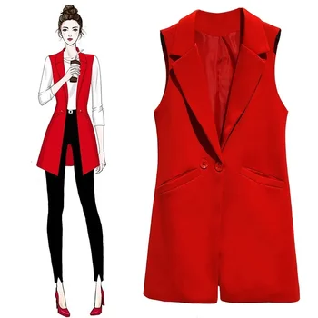 Fashion Punane Must Topelt Lukk Ülikonna Vest Naiste Vest 2023 Uus Kevad-Sügis Varruka Pikkus Varrukateta Pluus Naiste Vest