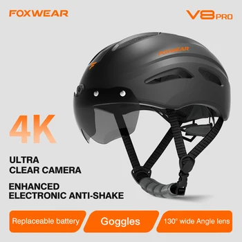 Foxwear V8 Pro 4K Smart Kiiver Kaamera Hoiatus Saba Kerge Ohutuse Caps Electric Bike, Roller Rula Mehed Naised