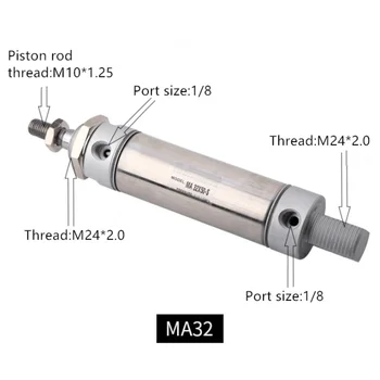 Freeshipping Roostevabast Terasest pneumosilinder magnetiga MA32 läbimõõt 32mm insult 25-500mm double acting Ühe Rod õhusilindrit