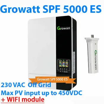 Growatt SPF 5000 ES Off grid solar inverter toetada 48V aku MPPT+WIFI Moodul