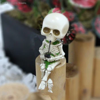 Halloween Skelett Kalapüügi Ornament Mini Kolju Kalapüügi Kujukeste Garden Ornament Kolju Figuriin jaoks Aias Muru Tiigi Terrass