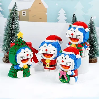 Häid Jõule Doraemon Ehitusplokid Cosplay Snowman Christmas Tree Cartoon Ingel Arvandmed Mini Telliskivi Mänguasjad Lastele Kingitused
