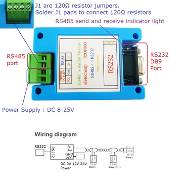 Isolaator Converter DC 12V 24V RS232, et RS485 PC COM Serial Port UART jaoks Modbus RTU PLC Analoog-Digital IO HMI