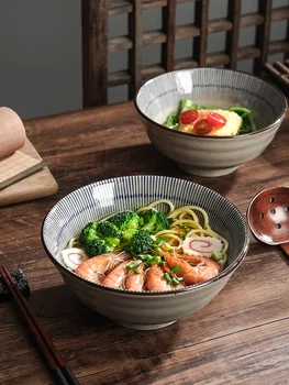 Jaapani Retro Keraamilised Lauanõud Suur Makaron Nuudel Kausi Leibkonna Supp Kaussi Koos Lusikaga Söögipulgad Köök Dinnerware