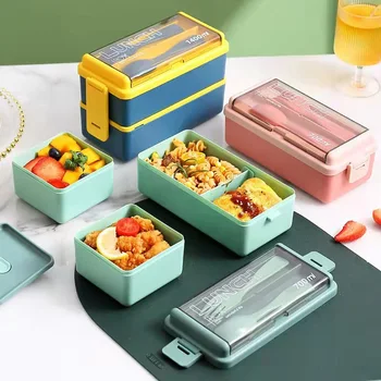 Jaapani topelt plastikust lunch box office lunch box Mikrolaineahi suletud soojusisolatsioon lunch box kaasaskantav pp lõuna-box set