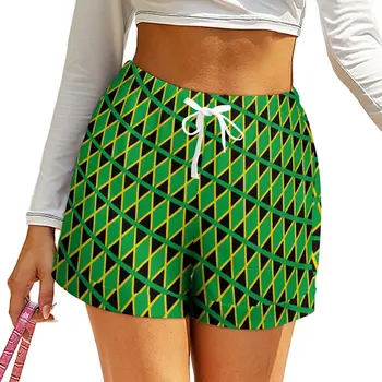 Jamaica Lipu Lühikesed Püksid Elastne Vöökoht Boho Lühikesed Püksid Naiste Streetwear Liiga Lühikesed Püksid Suvel Graafiline Põhjad