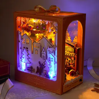 Jõulud Kaunistused DIY Christmas Book Nook Komplekt koos LED Valgustus 3D Loominguline Home Decor Raamaturiiul Kaunistused