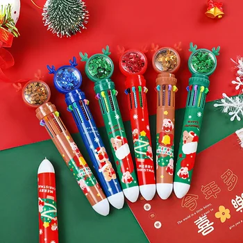 Jõulud Ten-värvi Pastapliiats Armas Vajutage Pastapliiats Puhkus Kid Kingitus Häid Jõule Decor Kodus Xmas Ornament Navidad