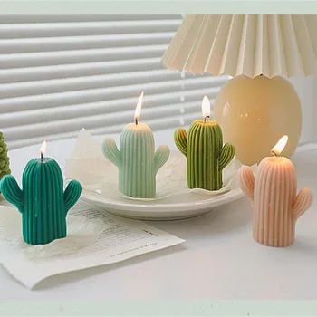 Kodu dekoratiivküünlaid Käsitöö Cactus Lõhnastatud küünlad sojavahast aroomiküünaldega uue aasta kaunistamiseks maja ins foto rekvisiidid